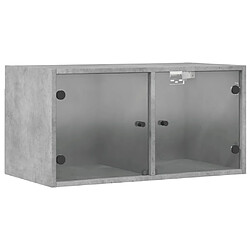 vidaXL Armoire murale avec portes en verre gris béton 68,5x37x35 cm