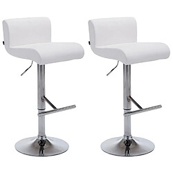 Decoshop26 Lot de 2 tabourets de bar chaises haute généreusement rembourrés en métal chromé et PVC blanc 10_0004058 