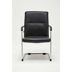 Decoshop26 Lot de 2 fauteuils de bureau chaises visiteur avec accoudoirs en PVC noir et métal chromé 10_0001886