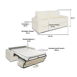 Avis Inside 75 Canapé convertible EXPRESS BILBAO couchage 120 cm matelas 16 cm velours ivoire