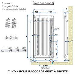 Avis Radiateur eau chaude vertical Type 11 IVD 170x60cm 1341W Chauffage De Dietrich