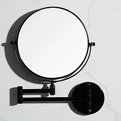 Universal Tuyau de perçage Salle de bains Montage mural Miroir pliant Commode double face Bras de miroir allongement Accessoires de bain rond |(Le noir) 