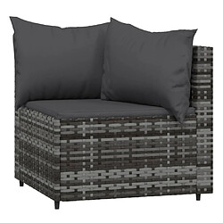 Avis vidaXL Salon de jardin 3 pcs avec coussins Gris Résine tressée