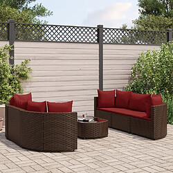 vidaXL Salon de jardin avec coussins 7 pcs marron résine tressée