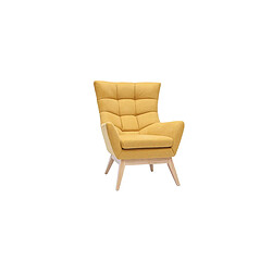 Miliboo Fauteuil scandinave moutarde et bois BRODY