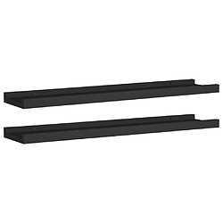 vidaXL Étagères à rebord pour cadre photo 2 pcs Noir 60x9x3 cm MDF