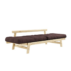 Acheter Inside 75 Banquette convertible futon STEP pin massif coloris marron couchage 70*200 cm.