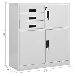 vidaXL Armoire de bureau Gris clair 90x40x102 cm Acier pas cher