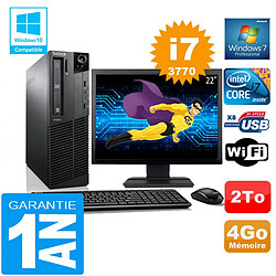 PC Lenovo M92p SFF Core I7-3770 Ram 4Go Disque 2 To Wifi W7 Ecran 22" · Occasion 