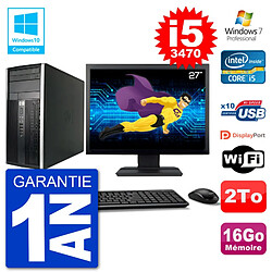 PC HP 6300 MT Ecran 27" Core i5-3470 RAM 16Go Disque 2To Graveur DVD Wifi W7 · Occasion 