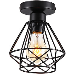 Stoex (Noir) Plafonnier Rétro Lampe de Plafond À Cage en Métal Ampoule E27, Luminaire Plafonnier Moderne Et Vintage Lustre D'Intérieur 