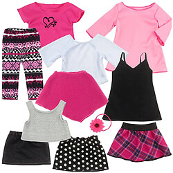 Teamson Kids Ensemble de vêtements Sophia’s 11 PCS Spring Dolls, 18 "" Doll Dress Tengit et Accessoires Sophia’s By Teamson Kids 11 pièces Spring Baby Dolls Ensemble de vêtements, 18 "poupées tenues avec robes de poupée, leggings et accessoire de cheveux de poupée, vêtements de poupées