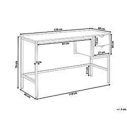 Beliani Bureau marron clair avec 2 tiroirs 120 x 48 cm GRANT