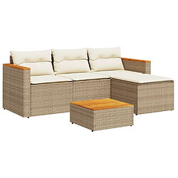 vidaXL Salon de jardin avec coussins 3 pcs beige résine tressée