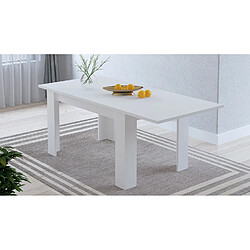 Pegane Table de salle à manger extensible rectangulaire coloris coloris blanc -longueur 138-198 x profondeur 88 x Hauteur 76 cm