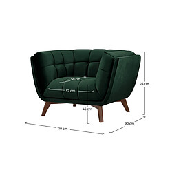 Rendez Vous Deco Fauteuil Mona en velours vert foncé