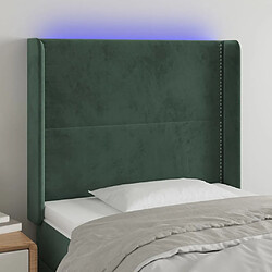 Maison Chic Tête de lit moderne à LED lumineuse pour chambre - Décoration de lit Vert foncé 83x16x118/128 cm Velours -MN30484