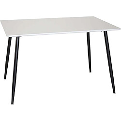 Venture Home Table de repas en MDF et acier 120 x 80 cm Polar blanc avec pieds noirs.