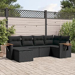 vidaXL Salon de jardin 6 pcs avec coussins noir résine tressée 