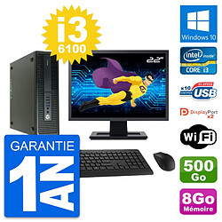 PC HP 600 G2 SFF Ecran 22" Intel i3-6100 RAM 8Go Disque 500Go Windows 10 Wifi · Occasion 