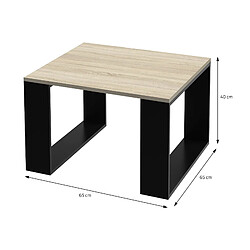 Table basse 65x65x40 cm aspect chêne/noir ML-Design pas cher