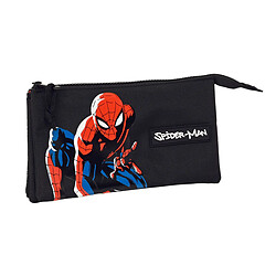 Trousse Fourre-Tout Triple Spiderman Hero Noir (22 x 12 x 3 cm)