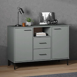 Maison Chic Buffet,Meuble de Rangement,commode pour salon,Cuisine avec pieds en métal Gris 113x40x77 cm Bois massif OSLO -MN85715