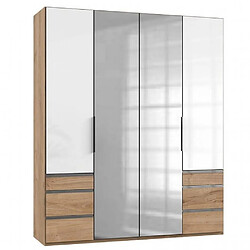 Inside 75 Armoire rangement LISEA 4 portes 6 tiroirs verre blanc 200 x 236 cm HT 