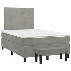 Avis Maison Chic Lit Adulte - Lit simple Lit à sommier tapissier et matelas moelleux - Meuble de Chambre - Gris clair 120x200cm Velours -MN33208