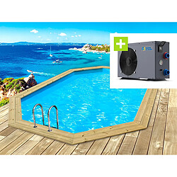 Habitat Et Jardin Piscine bois Baléares - 6.50 x 4.40 x 1.31 m + Pompe à chaleur - Puissance 6.1 kW