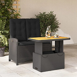 Maison Chic Ensemble à manger d'extérieur 2 pcs avec coussins,Salon de jardin,Mobilier de jardin noir résine tressée -GKD499980