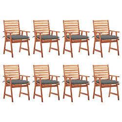 Maison Chic Lot de 8 Chaises à dîner d'extérieur avec coussins | Fauteuil chaises à manger d'extérieur Acacia massif -GKD66656