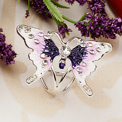 Avis papillon strass écharpe anneau boucle boucle clip violet