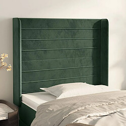 Maison Chic Tête de lit scandinave avec oreilles,meuble de chambre Vert foncé 83x16x118/128 cm Velours -MN62659