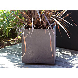 Acheter Jardinière carrée Volcania effet pierre 39,5 x 39,5 x 43,5 cm - 31 L - Gris anthracite - Eda