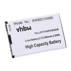 vhbw Batterie remplacement pour ZTE LI3715T42P3H654251, Li3711T42P3h654246, Li3712T42P3h654246h pour smartphone (1500mAh, 3,7V, Li-ion) 