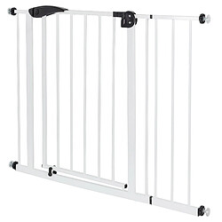 ECD Germany Barrière de Sécurité pour Enfants, Chiens, Largeur 95-105 cm, sans Perçage, Blanc, Pivotant des Deux Côtés, Fermeture Automatique, Garde-Porte Métallique Extra-Sécurisé pour Escalier Porte 