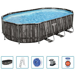 Bestway Ensemble de piscine ovale Power Steel 488x305x107 cm