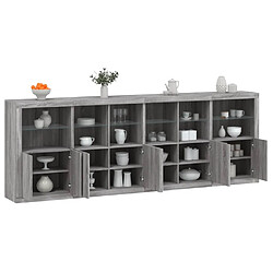 Maison Chic Commode Buffet - Meuble de rangement avec lumières LED sonoma gris 283x37x100 cm -GKD52868