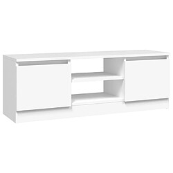 Maison Chic Meuble TV scandinave - Banc TV pour salon avec porte Blanc 102x30x36 cm -MN66055