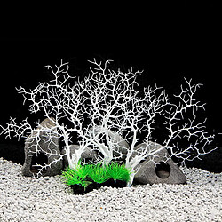 Avis Plantes D'aquarium Ornement D'arbre De Corail Ornement De Décor Sous-marin 15x11 Pouces Blanc