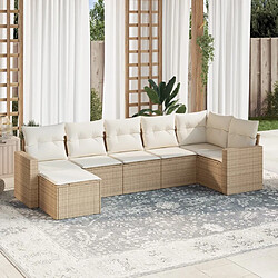 vidaXL Salon de jardin avec coussins 7 pcs beige résine tressée 