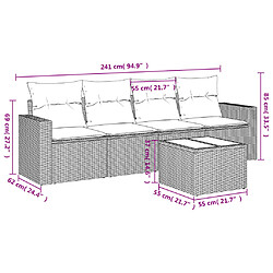 Avis vidaXL Salon de jardin 5 pcs avec coussins gris résine tressée