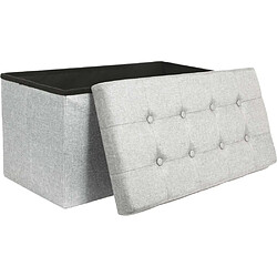 The Home Deco Factory Banc coffre pliable en tissu couvercle capitonné Lisa Gris clair.