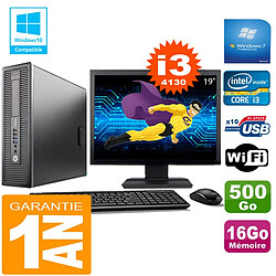 PC HP EliteDesk 800 G1 SFF Core I3-4130 16Go Disque 500 Go Wifi W7 Ecran 19" - Occasion