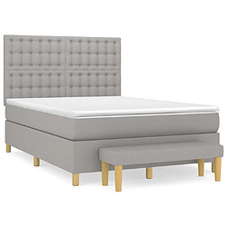 vidaXL Sommier à lattes de lit avec matelas Gris clair 140x200cm Tissu