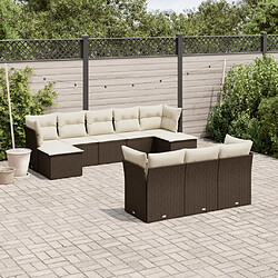 Maison Chic Salon de jardin 10 pcs avec coussins, Ensemble Tables et chaises d'extérieur marron résine tressée -GKD682289