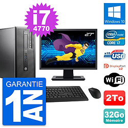 PC Tour HP ProDesk 600 G1 Ecran 27" i7-4770 RAM 32Go Disque 2To Windows 10 Wifi - Occasion