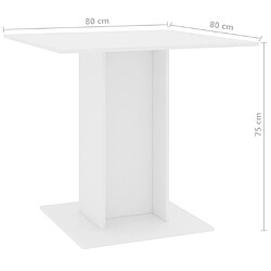 vidaXL Table à manger Blanc 80x80x75 cm bois d'ingénierie pas cher