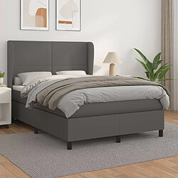 vidaXL Sommier à lattes de lit avec matelas Gris 140x200 cm Similicuir